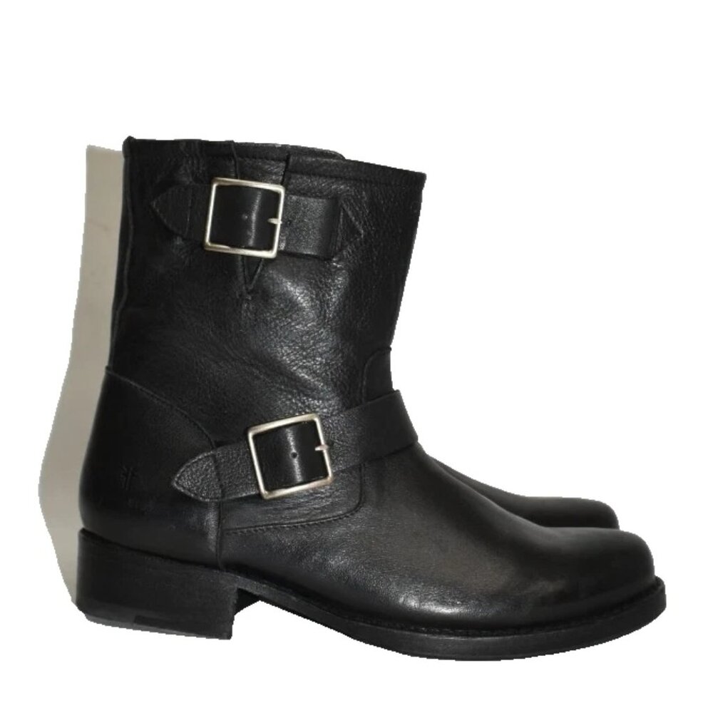 new $350 Frye Vicky Engineer Boot MOTO BIKER BUCKLES LEATHER BLACK 9 (MG30)